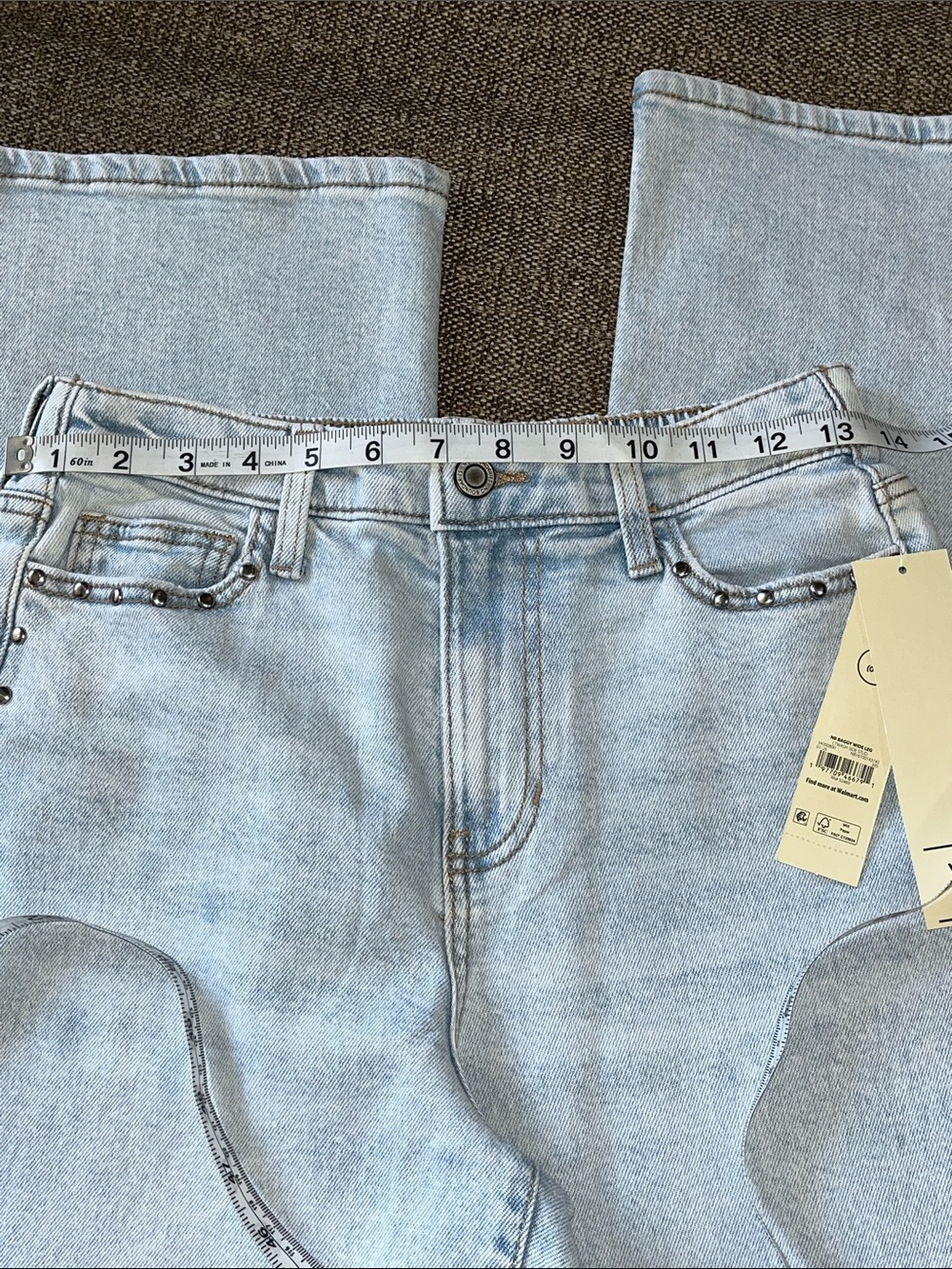 Studded light wash Baggy wide leg Jeans High waisted women’s size XS (0-2) New!